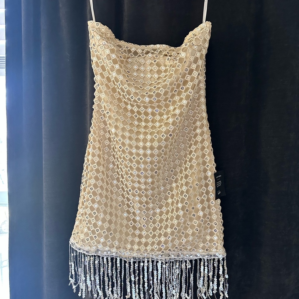 Lulu's Champagne Beaded Dress bachelorette
